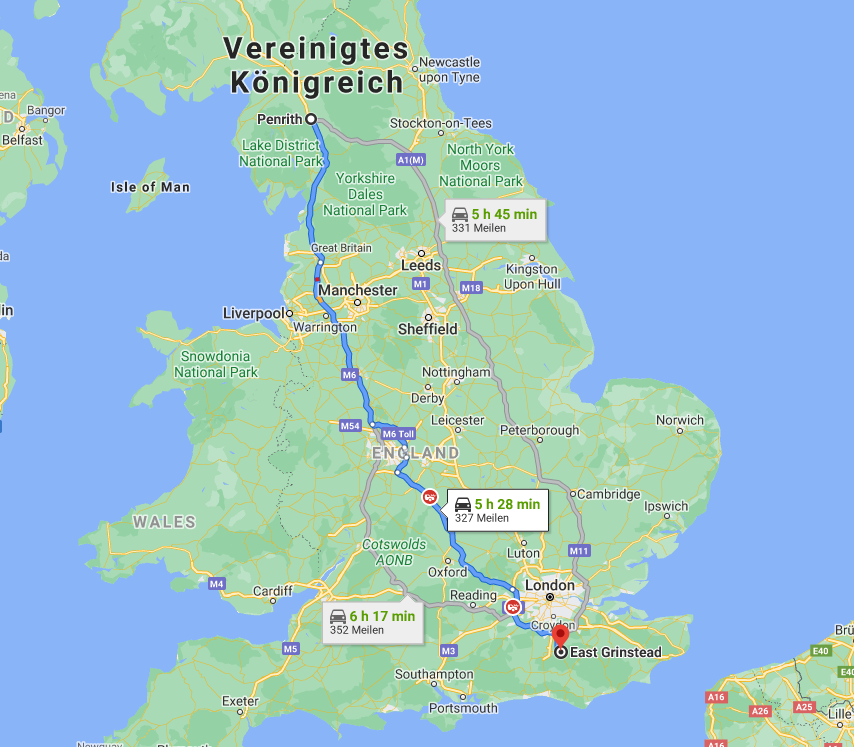 Google Maps ScreenShot Penrith -> East Grinstead